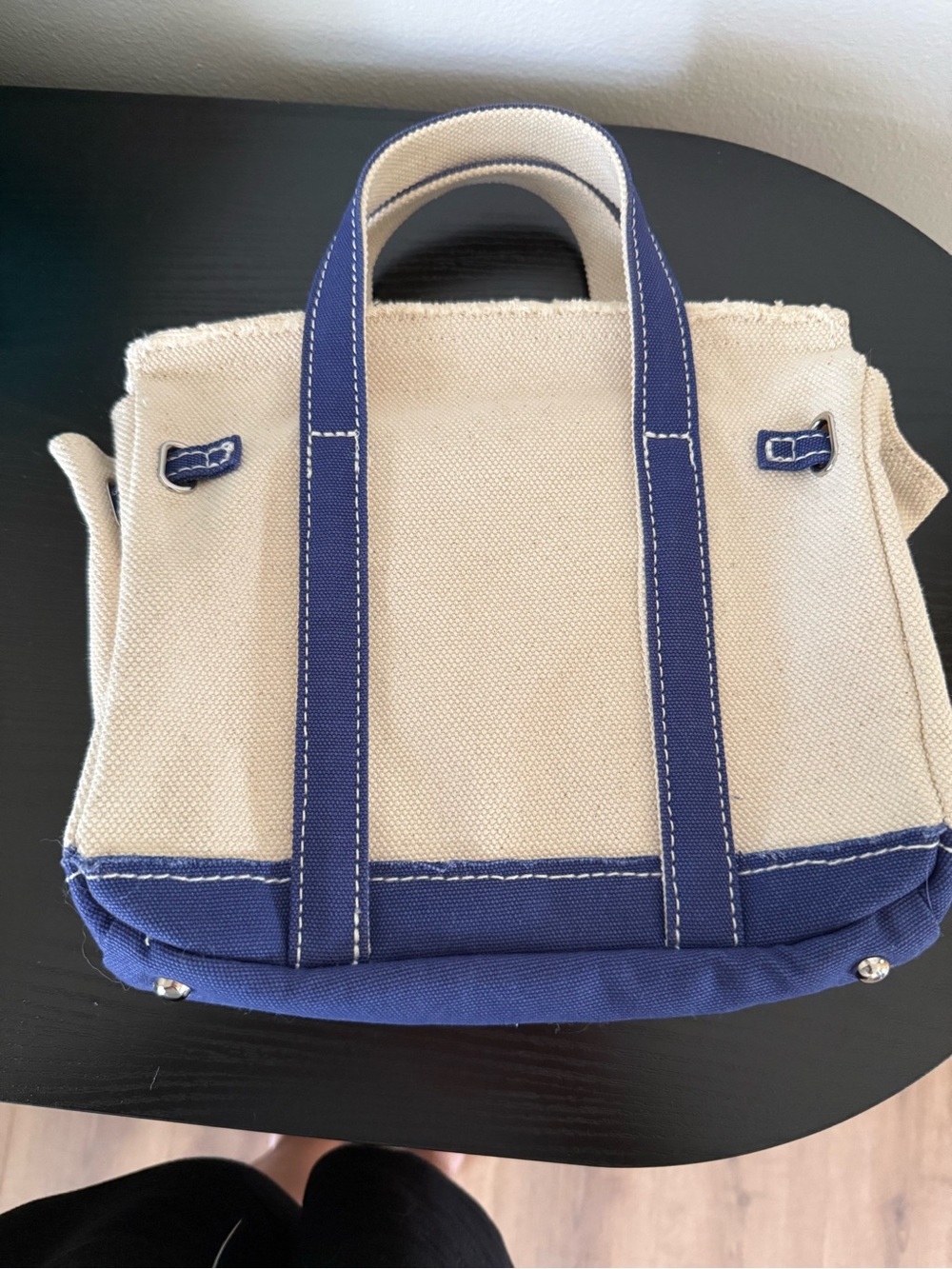 Sunwin Boatkin Beige and Blue Canvas Tote Bag - Picture 2 of 3